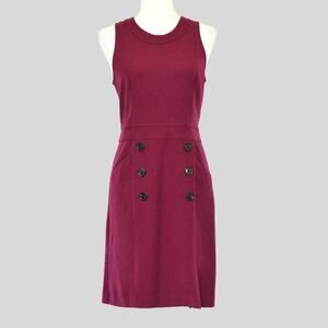 BANANA REPUBLIC Women's Button Accent Burgundy Dress Size 6